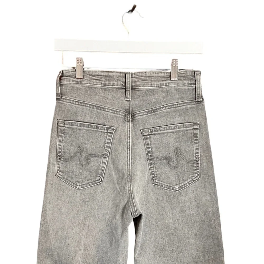 New AG Adriano Goldschmied High Rise Wide Leg Cropped Denim Jeans 27 Light Gray - Picture 8 of 16